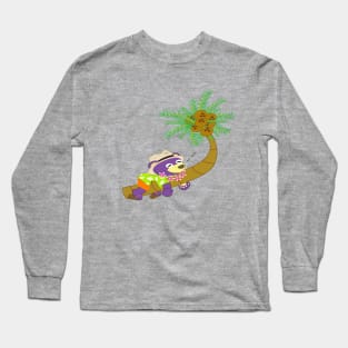 Mr.purple bear is lying down on the coconut tree,lazy summer,lazy bear Long Sleeve T-Shirt